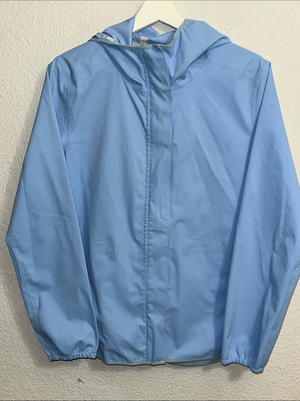 Athleta Girl Rain Jacket Light Blue Hooded Lightweight Full Zip Youth XXL 16